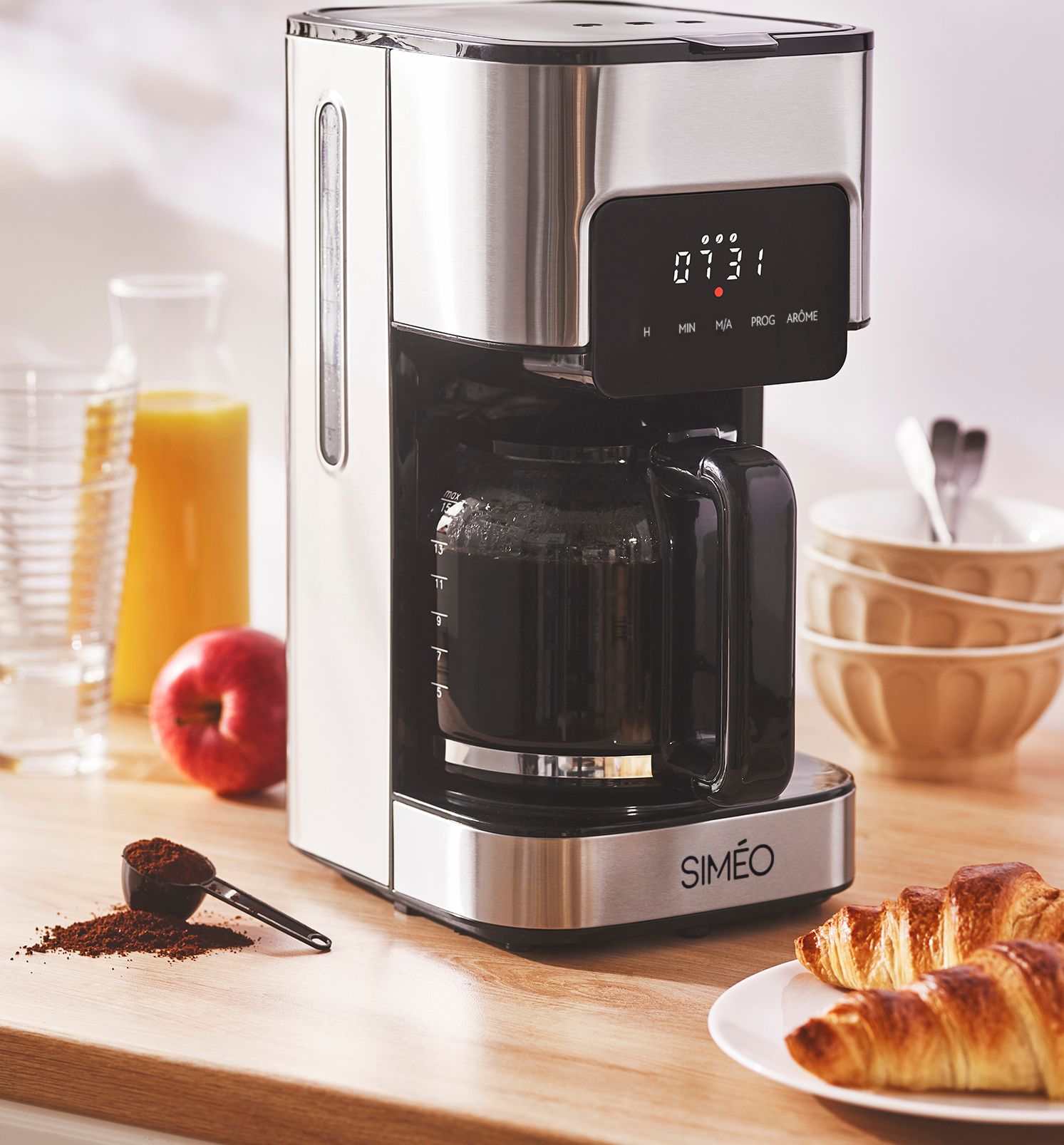 Cafetière SIMEO Programmable 1.5L 15 tasses Inox - CFP210