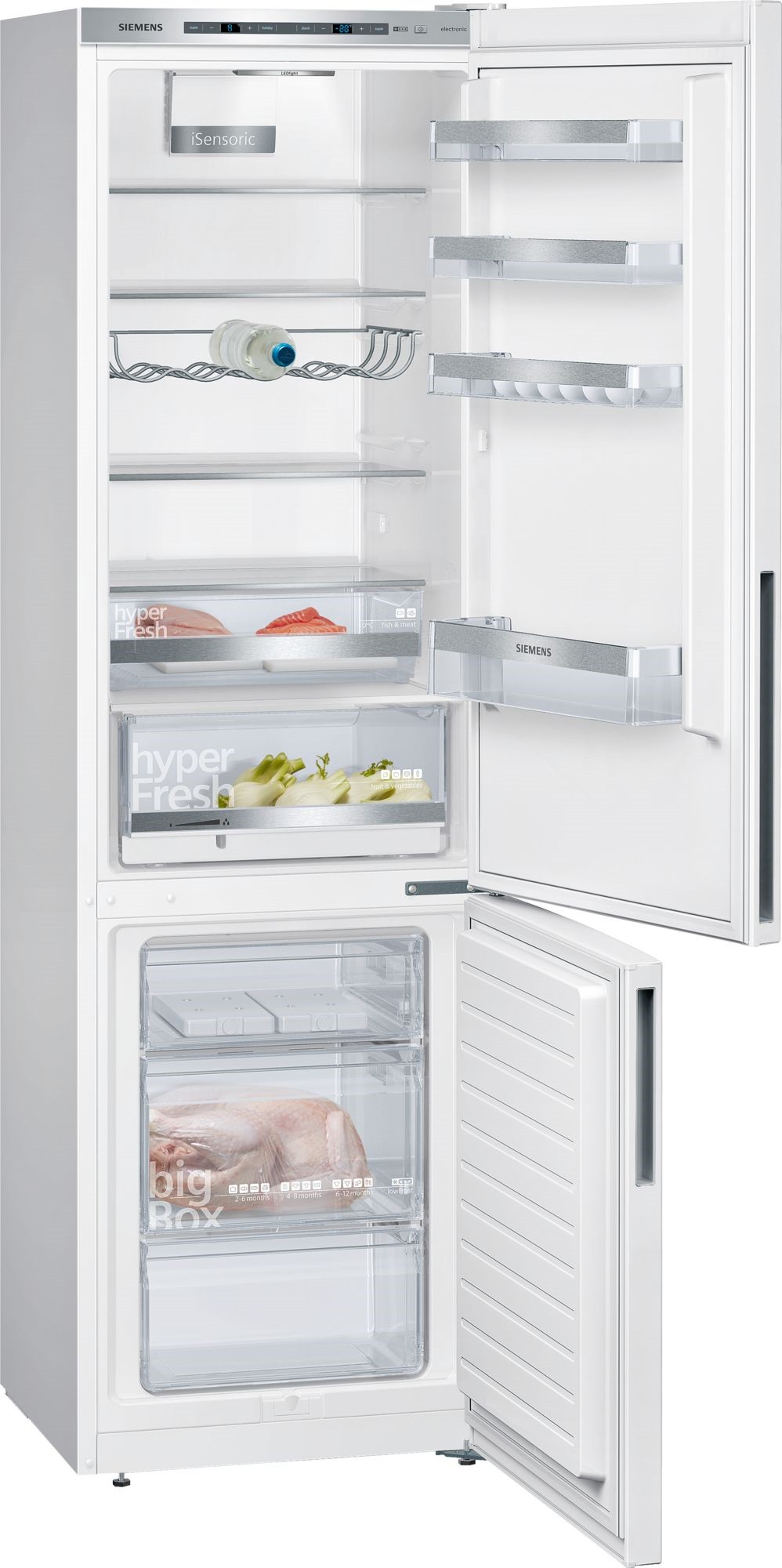 Réfrigérateur congélateur bas SIEMENS IQ500, Froid Brassé, 337L, Blanc - KG39EAWCA