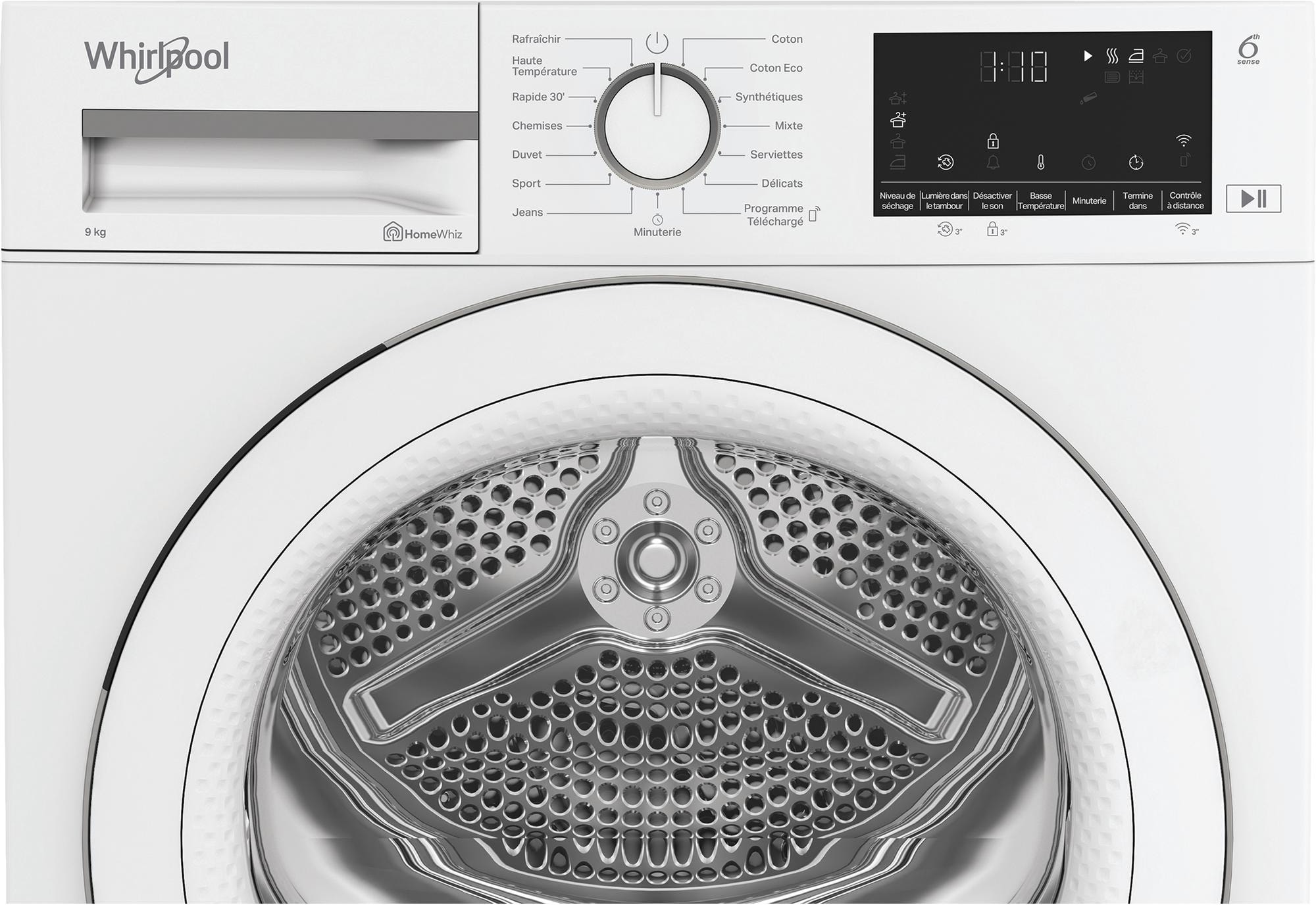 Sèche-linge pompe à chaleur WHIRLPOOL PrecisionDry, 9Kg, Blanc - CWD93MWWSFR