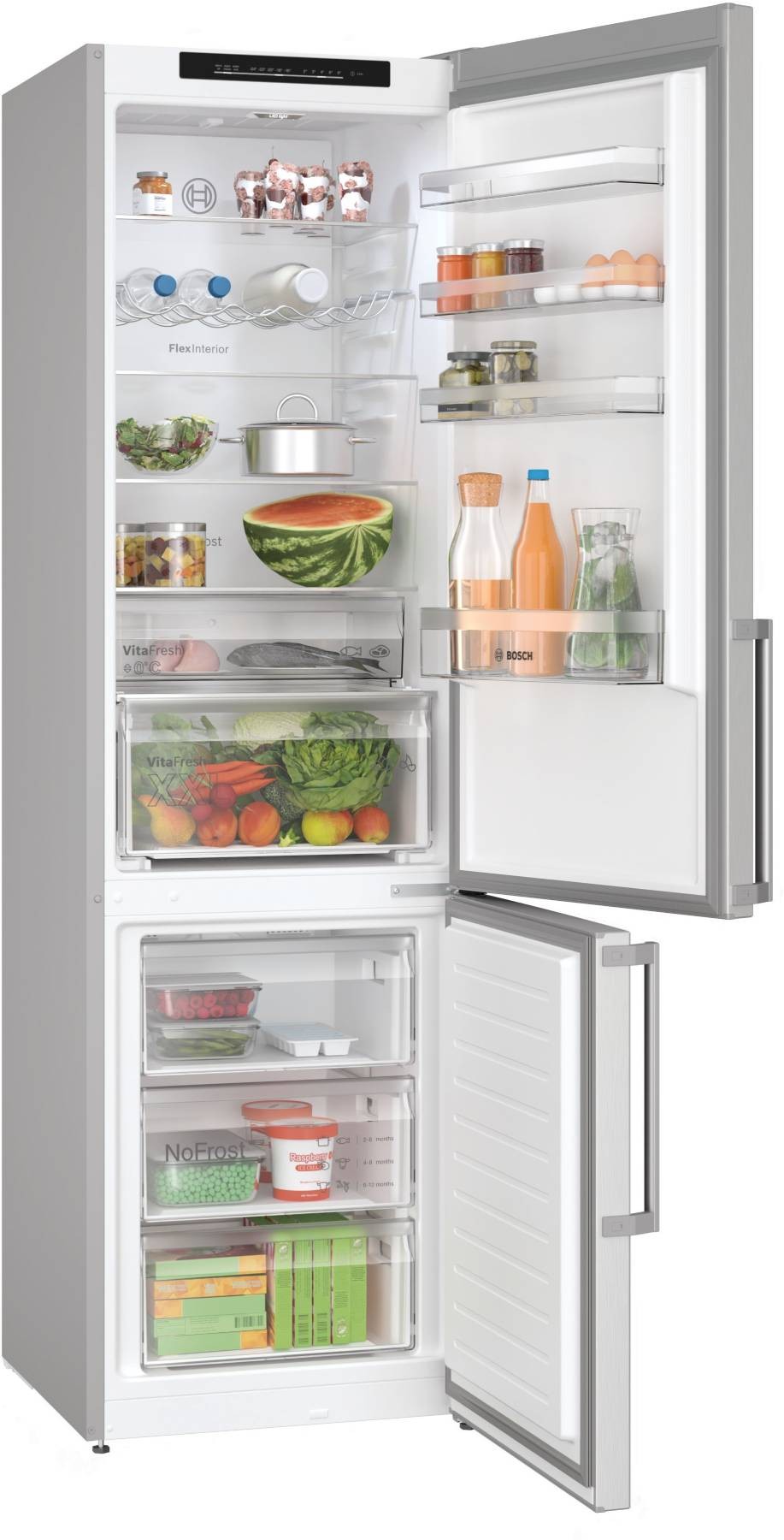 Réfrigérateur congélateur bas BOSCH 363L No Frost Gris - KGN39VLCT