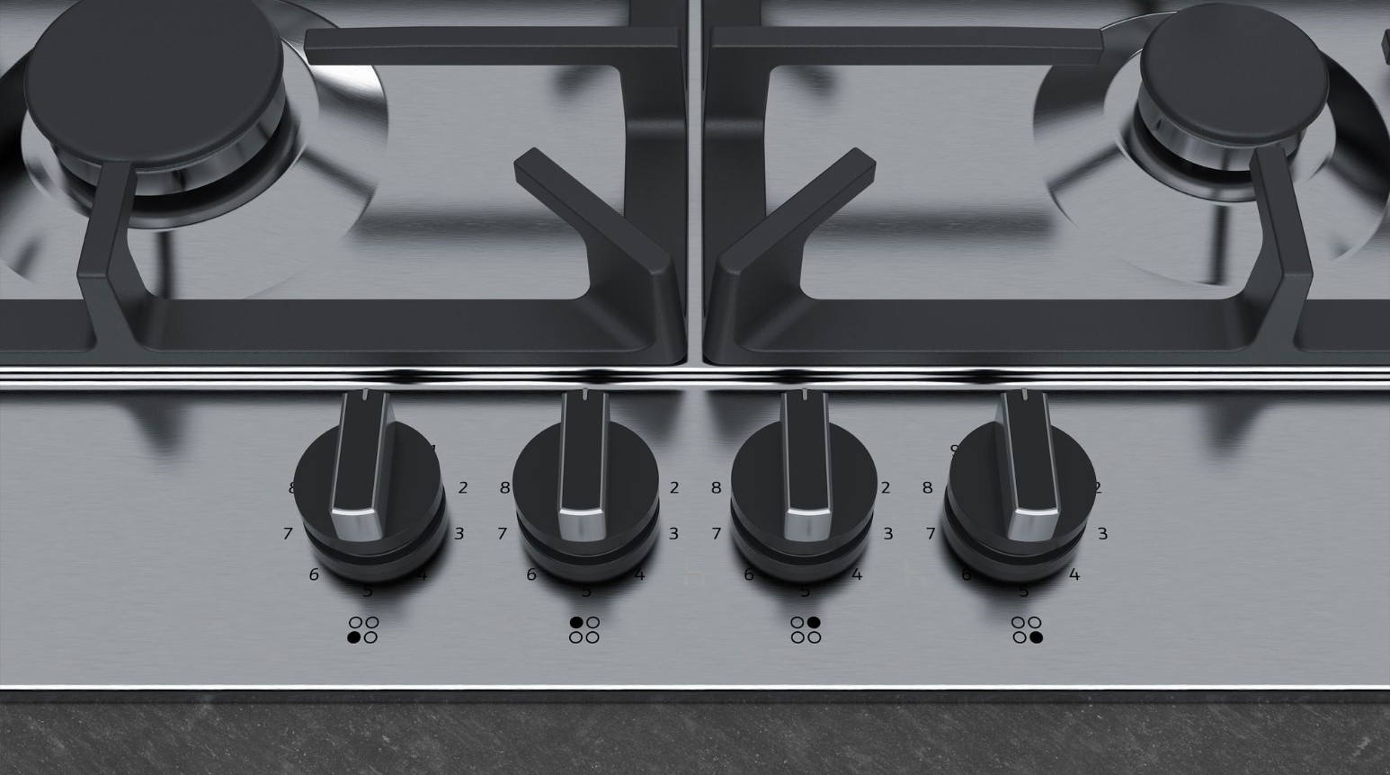 Plaque gaz NEFF N70, 4 bruleurs, 7500W, 60cm, Inox - T26DS49N0