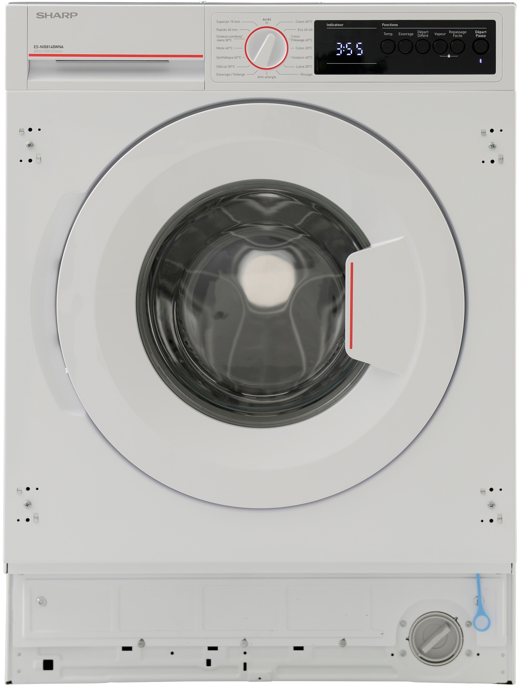 Lave linge encastrable SHARP 8kg 1400 tr/min Blanc ES-NIB814BWNA