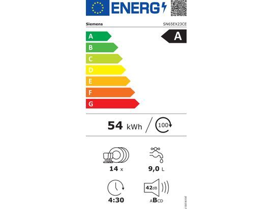 Lave vaisselle tout integrable 60 cm SIEMENS Connecté 14 couverts 42dB Gris - SN65EX23CE