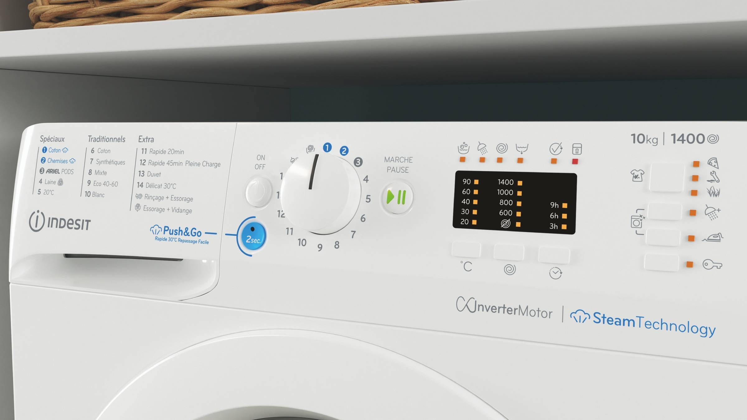 Lave linge Frontal INDESIT , 1400 trs/mn, 10kg, Blanc - BWA101496XWVFR Lave linge Frontal INDESIT , 1400 trs/mn, 10kg, Blanc - BWA101496XWVFR