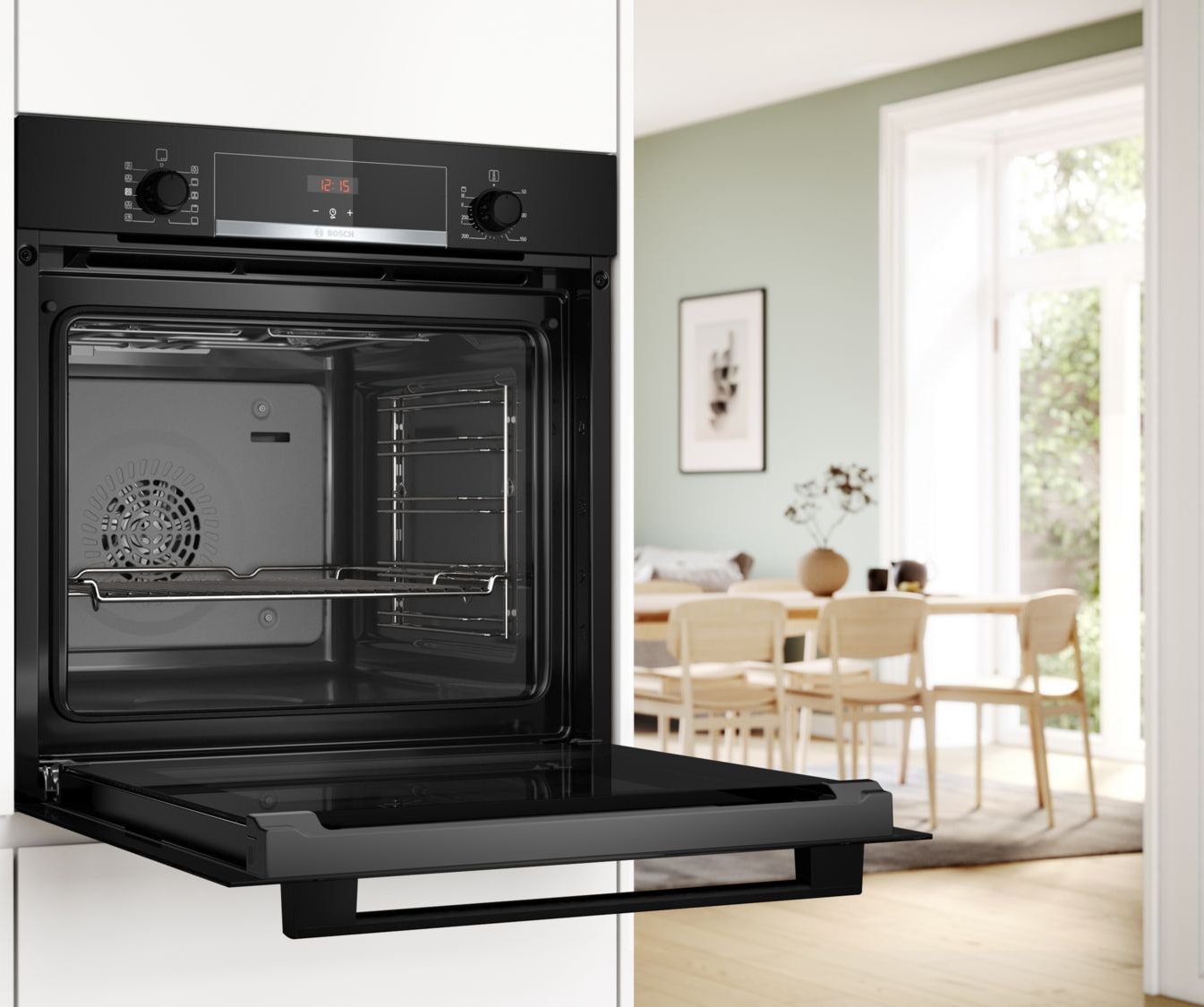 Four encastrable EcoClean BOSCH Chaleur tournante + Vapeur 71 L Noir - HQA534BB3