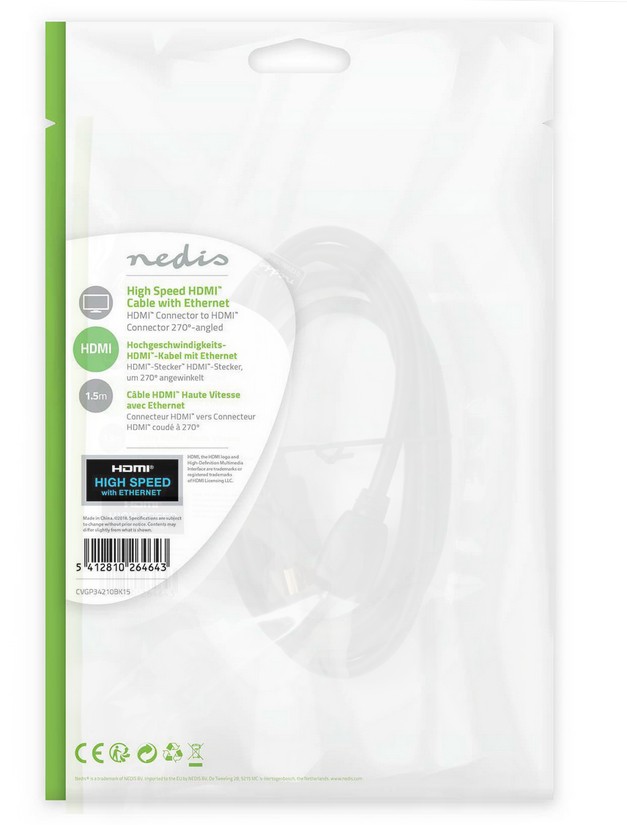 NEDIS Câble HDMI CVGP34210BK15