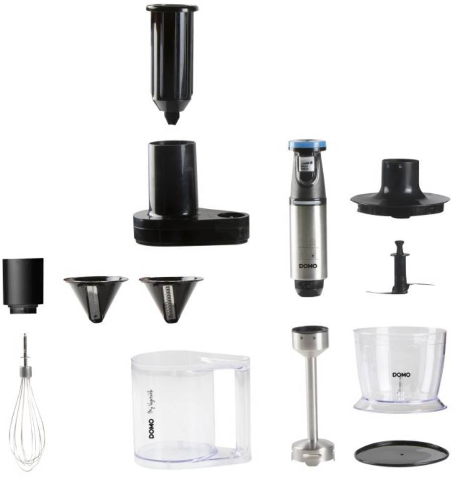 Mixeur DOMO Fouet Hachoir 800W Noir inox - DO9254M