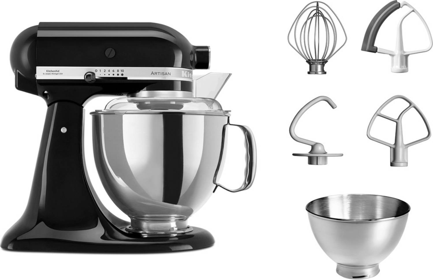 Robot pâtissier KITCHENAID 4.8L 300W Noir 5KSM175PSEOB