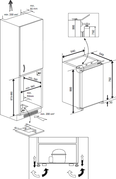 Table top encastrable BEKO froid statique 126L Blanc - B1904N