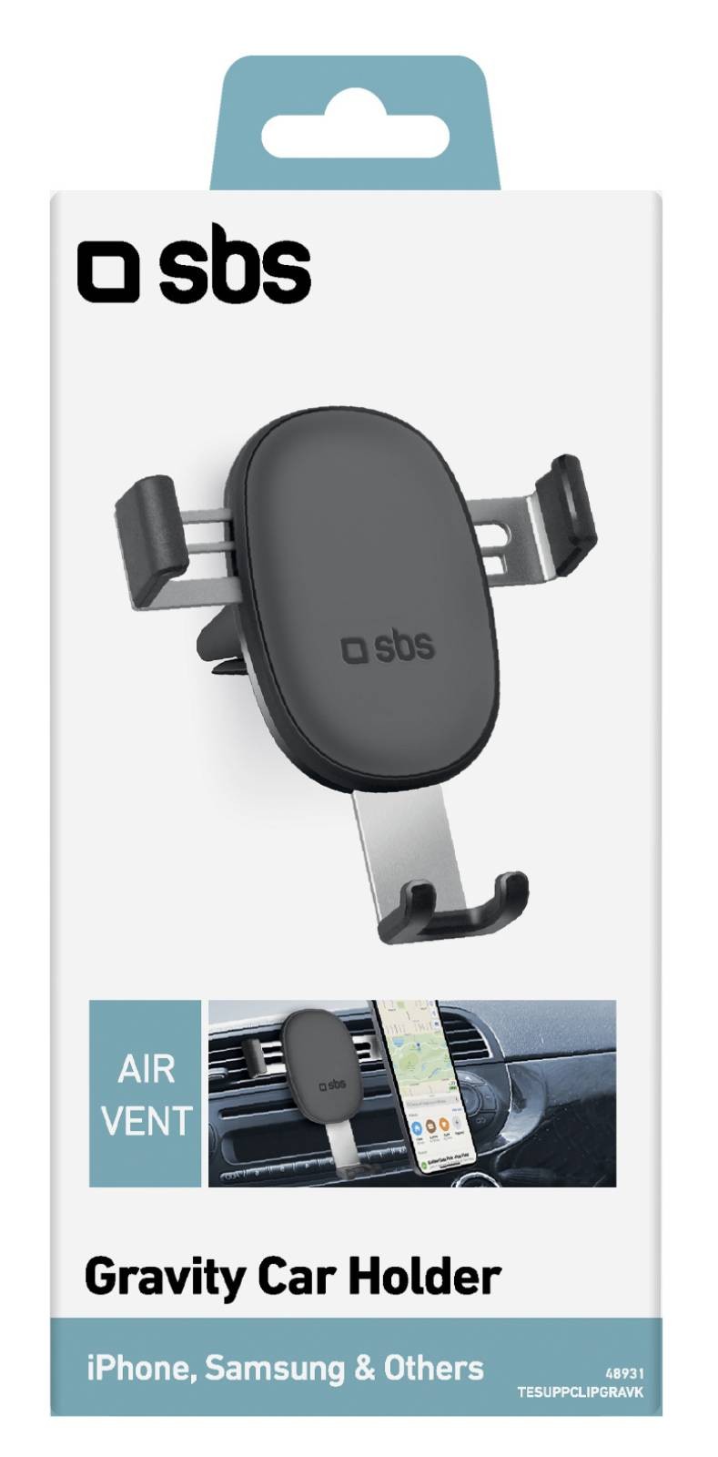 SBS Support smartphone Support pour voiture Gravity avec clip pour grille d'aération - SUPAUTO-CLIPFERMAUTO