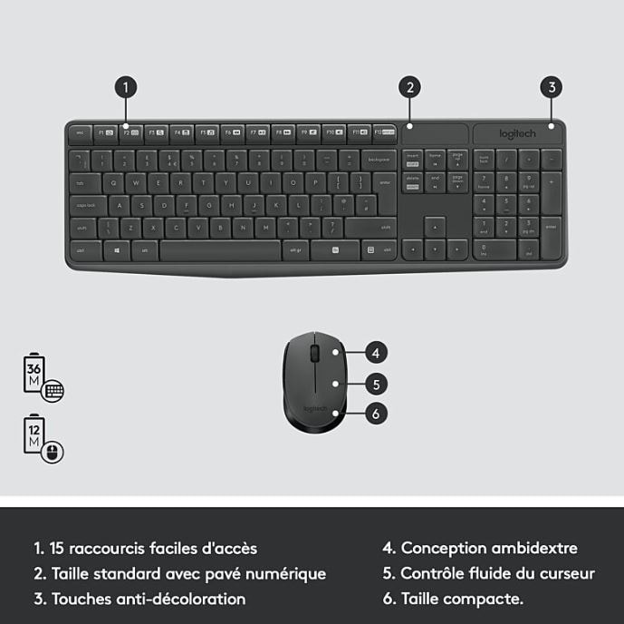 LOGITECH Clavier souris sans fil  - 920-007905