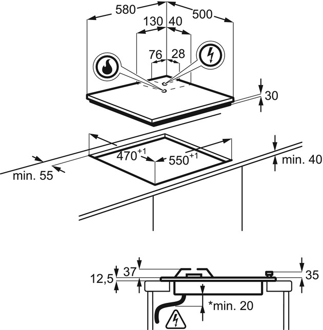 FAURE Plaque mixte FGM64300X