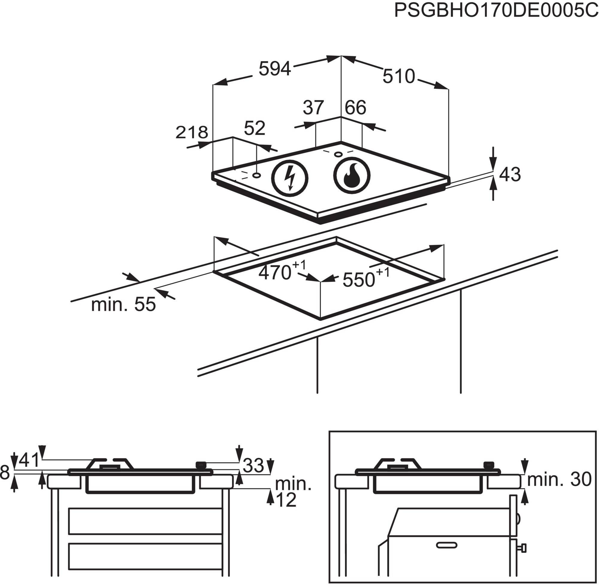 FAURE Plaque gaz  - FGH62414TA