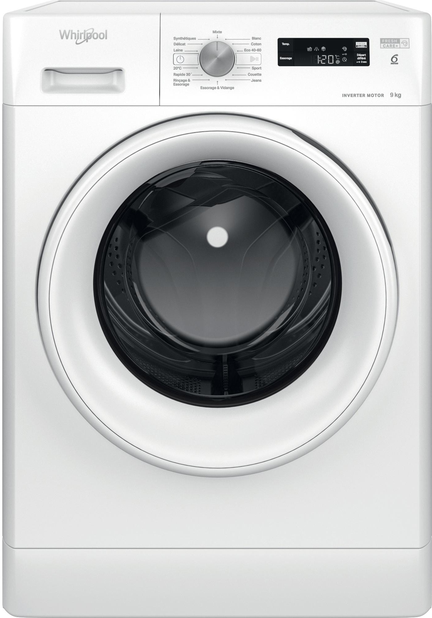 Lave linge Frontal WHIRLPOOL 9kg 1200trs/min Blanc FFSPL9269WFR
