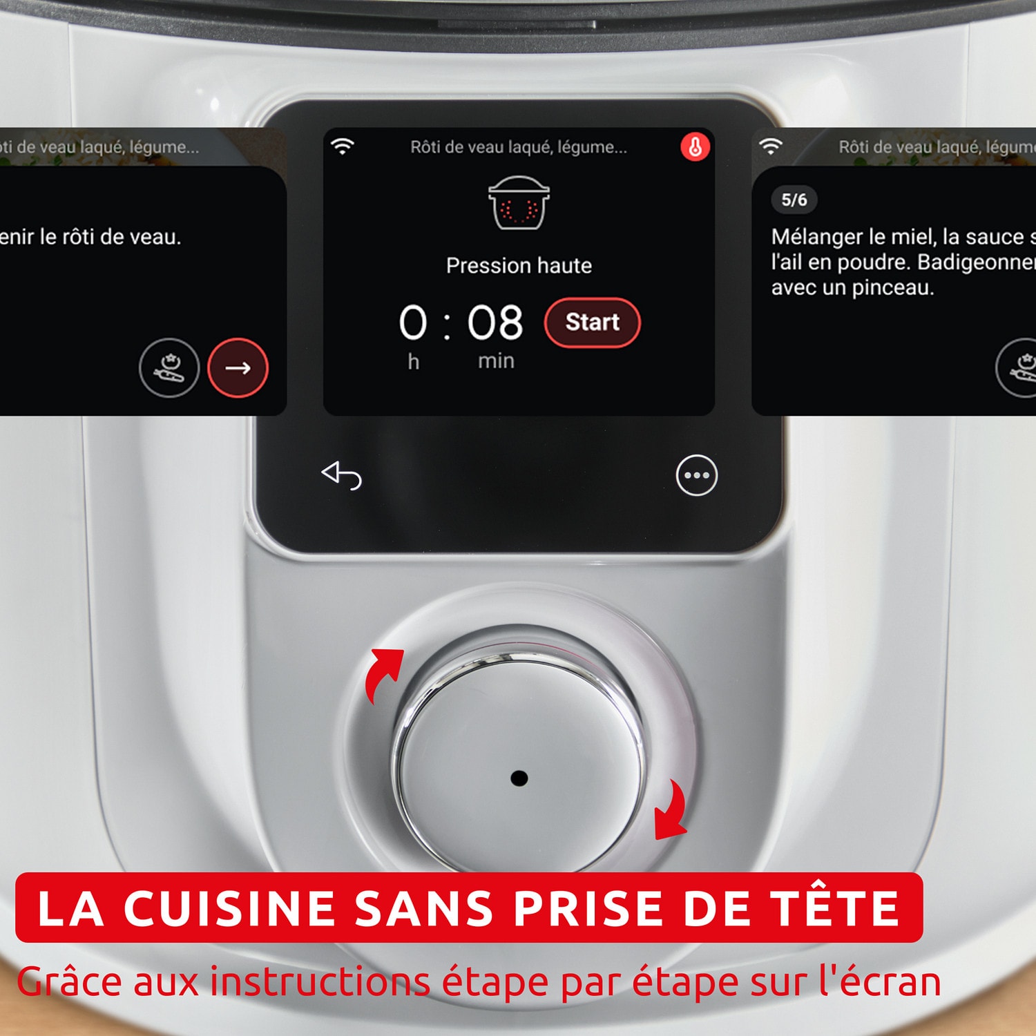 Robot cuiseur connecté SEB 4.3L 1600W Blanc - CE9721F0