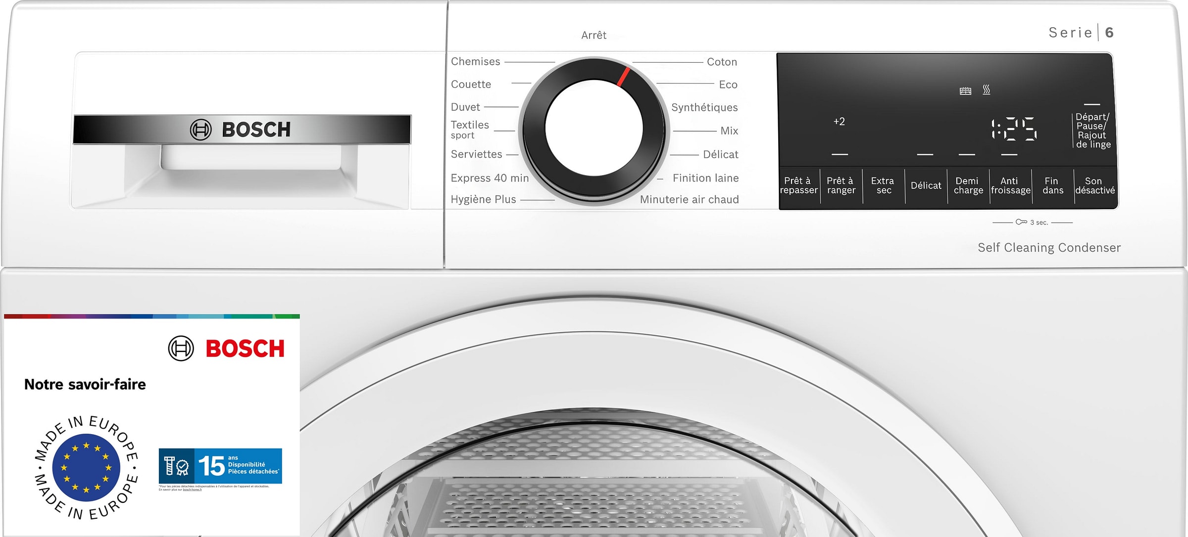Sèche-linge pompe à chaleur BOSCH 9kg Moteur induction AutoDry Blanc - WQG13500FR