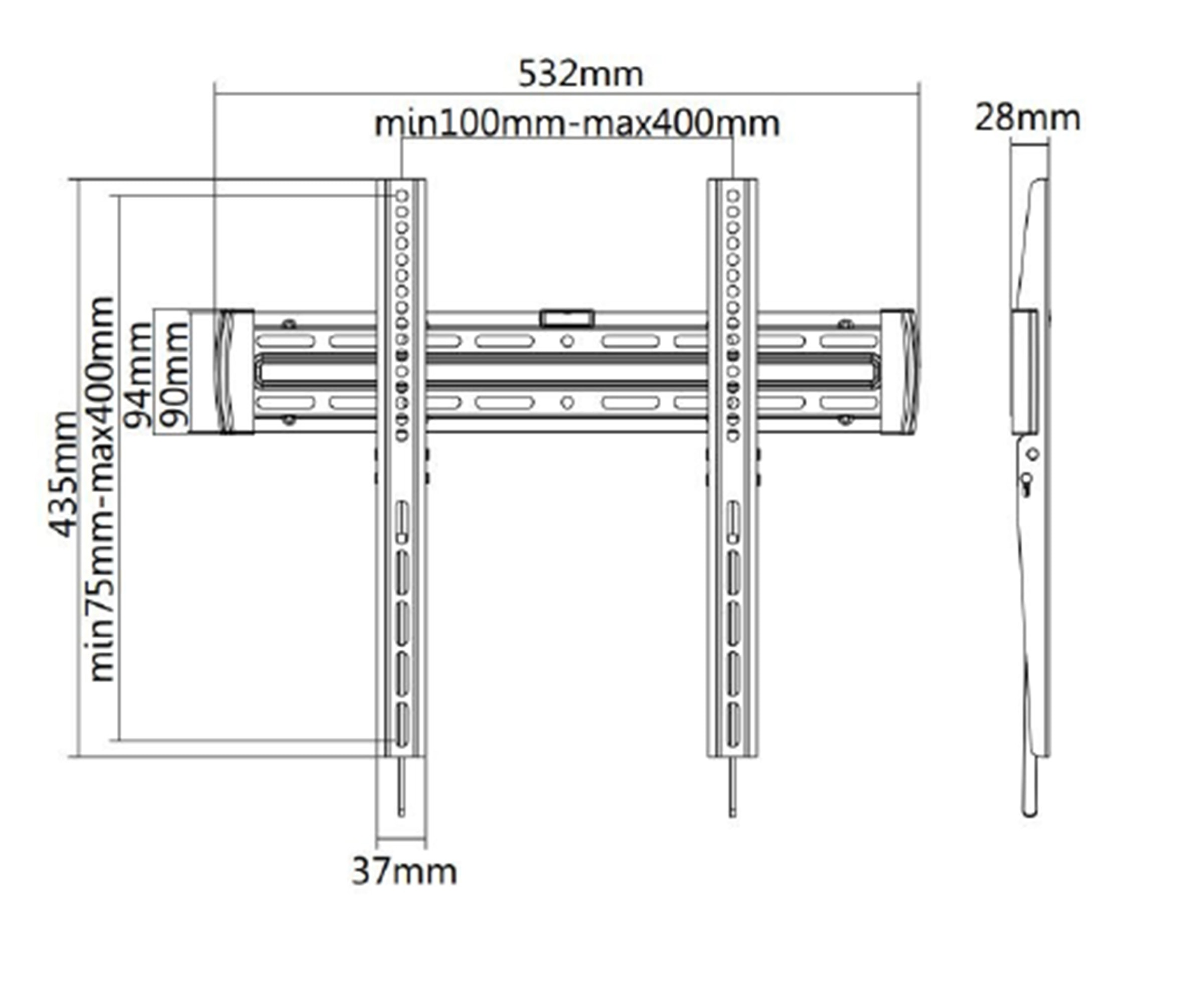 Support mural UBTECH Fixe 32-55" 400x400 Max 50kg Noir - C3255