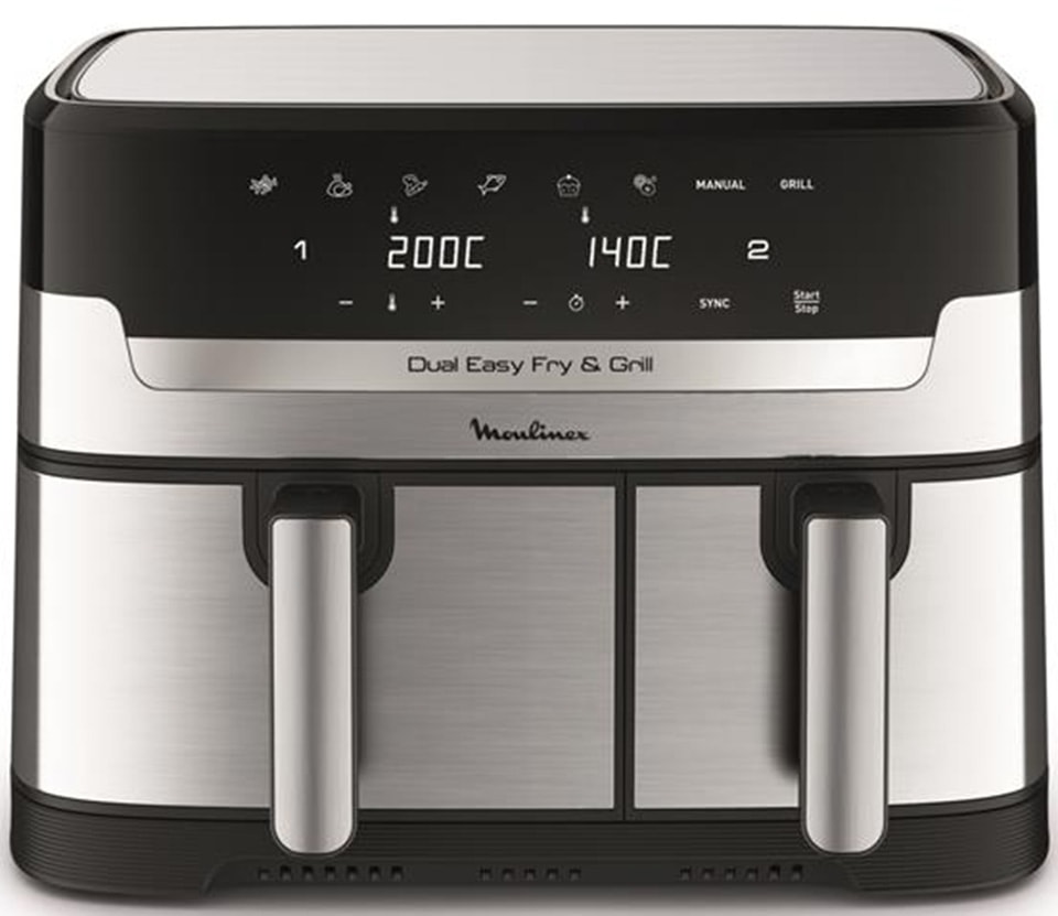 Friteuse sans huile MOULINEX 8.3L 2450W Double tiroir Inox EZ905D20