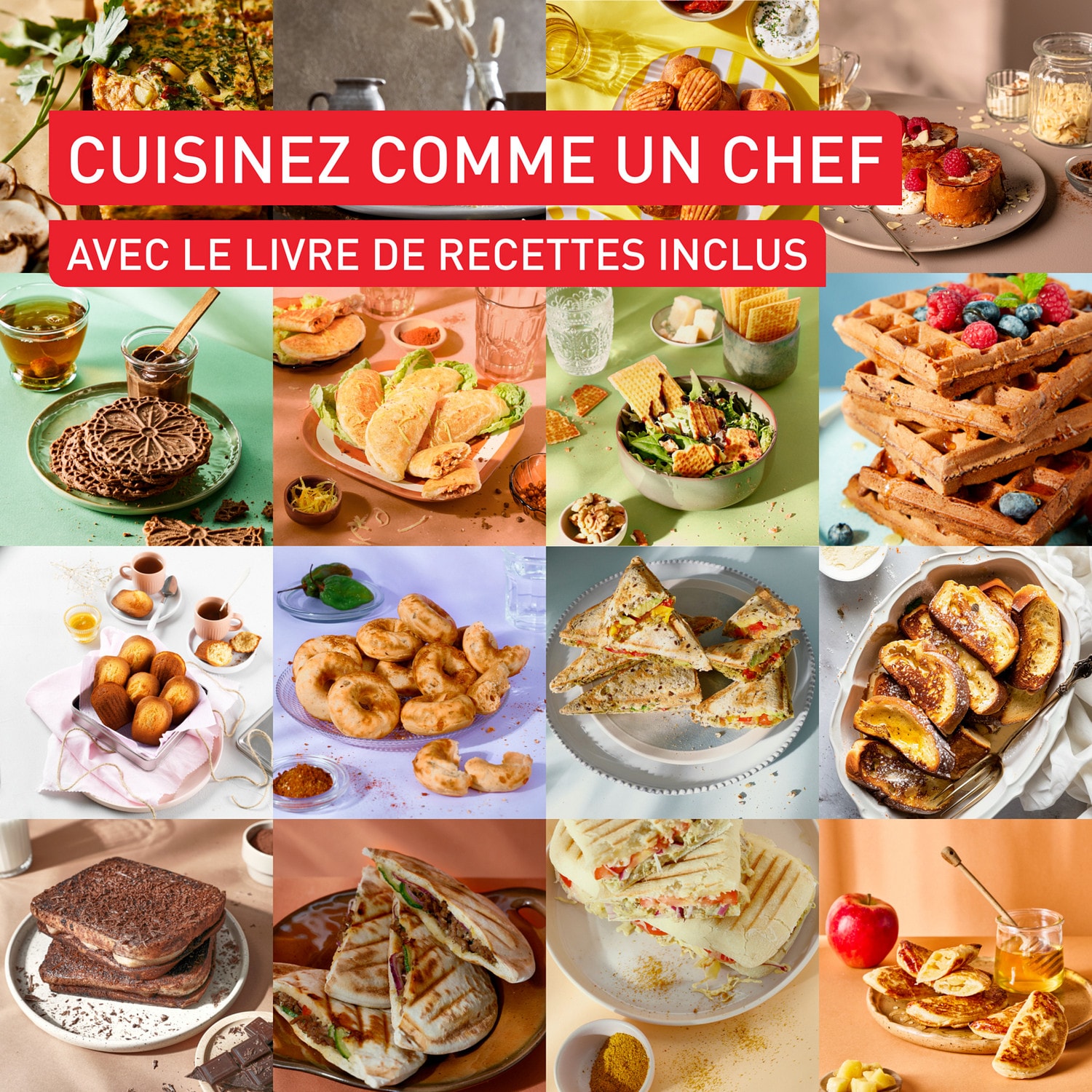 Gaufrier TEFAL Croque-monsieur 700W Abricotine Nacré - SW863JF0