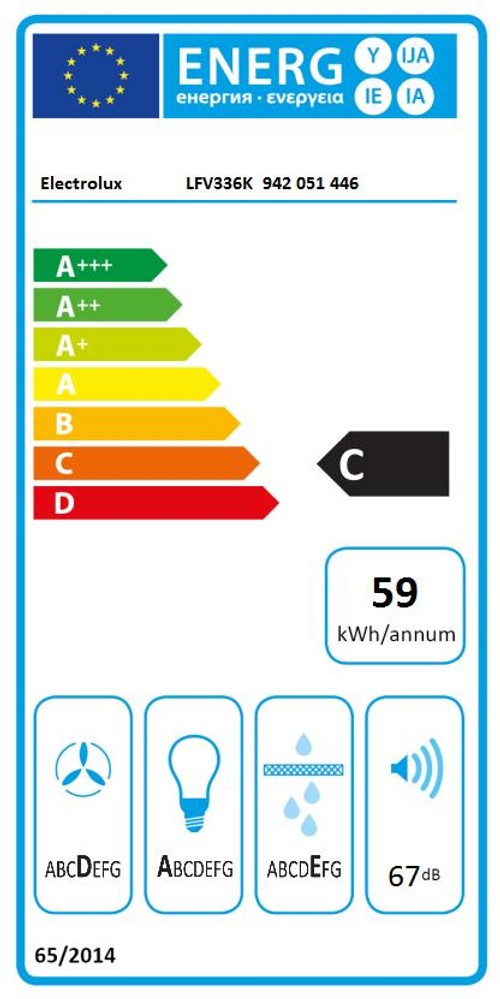 Hotte decorative murale ELECTROLUX Série 600 60cm Noir - LFV336K