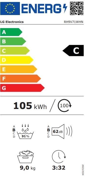 Sèche-linge pompe à chaleur LG , 9kg, Blanc - RH9V71WHN Sèche-linge pompe à chaleur LG , 9kg, Blanc - RH9V71WHN