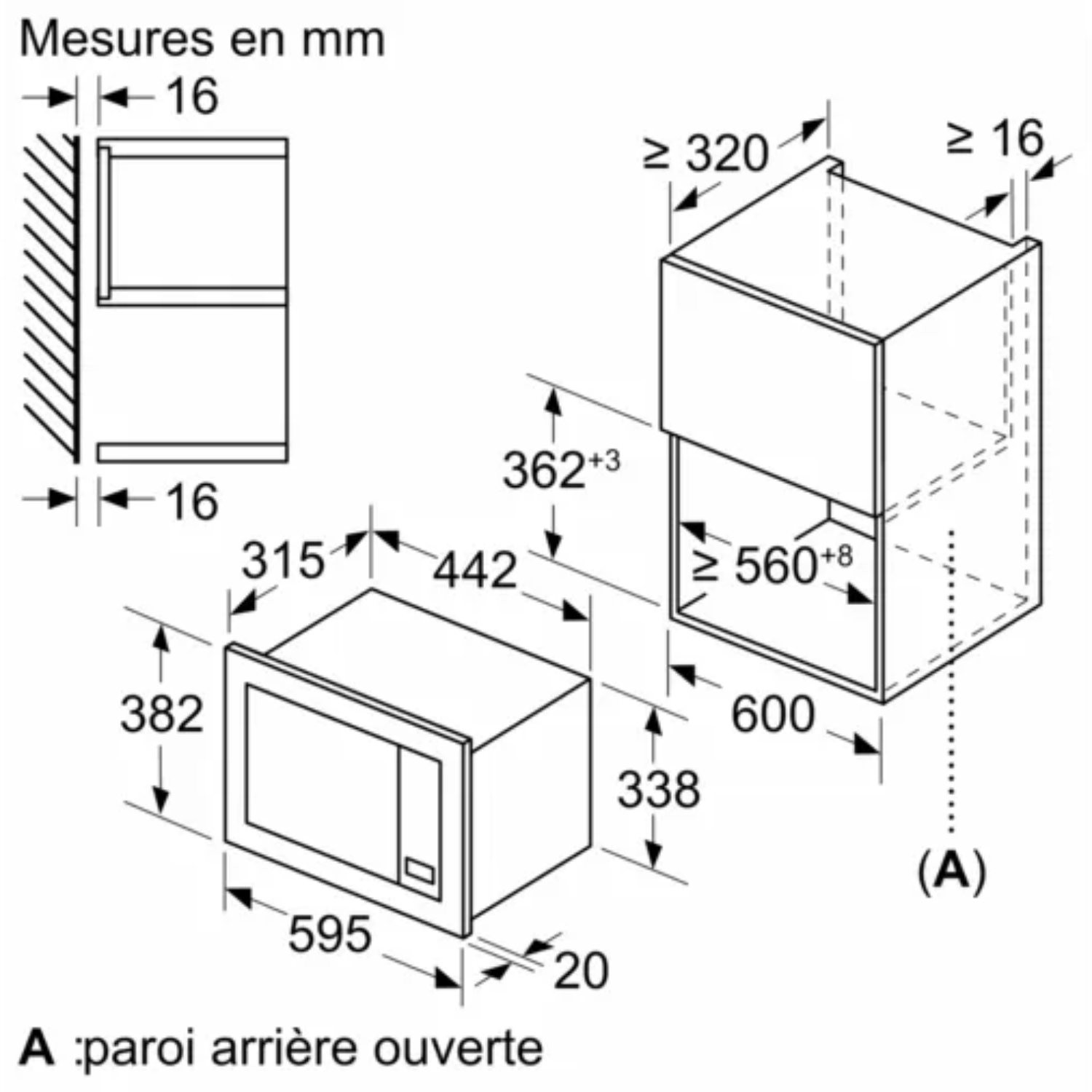 Micro ondes Encastrable BOSCH Série 2 800W 20L Noir - BFL623MB3 Micro ondes Encastrable BOSCH Série 2 800W 20L Noir - BFL623MB3