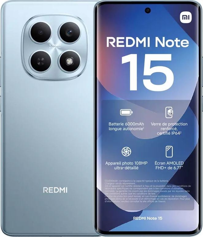 Smartphone XIAOMI Redmi Note 15 4G 256Go Bleu REDMINOTE15-256BLEU