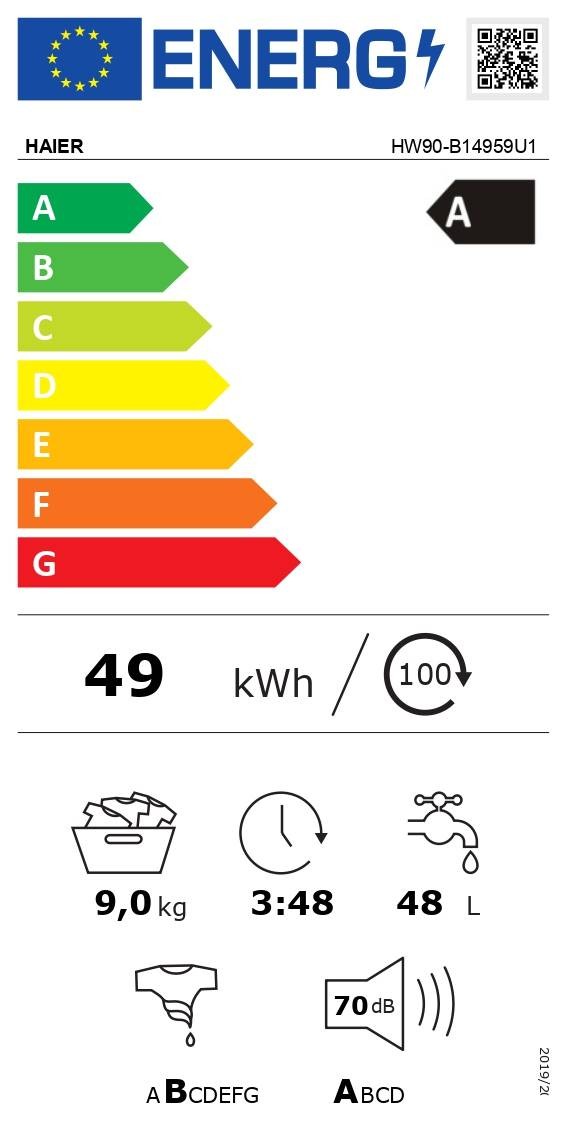 Lave linge Frontal HAIER I-Pro Series 5, 1400trs/mn, 9kg, Blanc - HW90-B14959U1