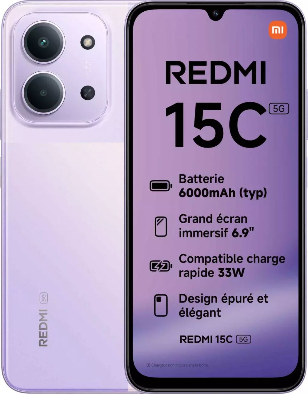 Smartphone XIAOMI Redmi 15c 5G 256Go Violet REDMI15C5GVIOLET256