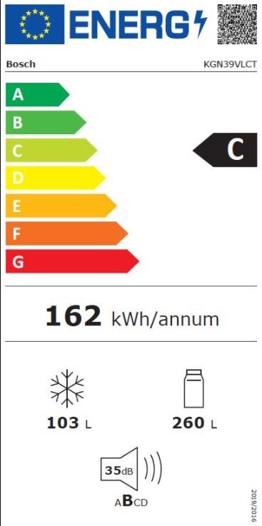 Réfrigérateur congélateur bas BOSCH 363L No Frost Gris - KGN39VLCT