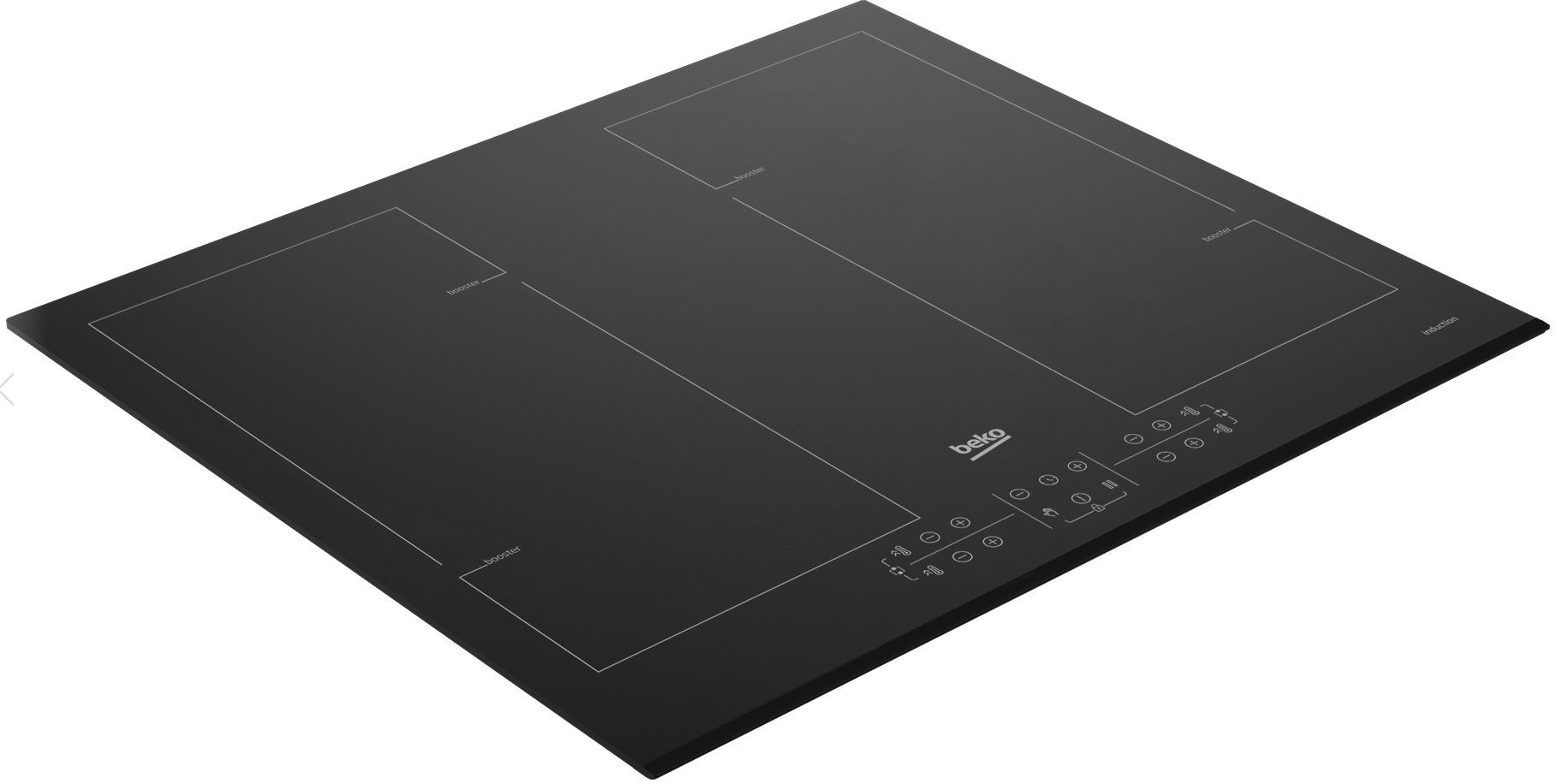 Plaque induction BEKO 4 foyers dont 2 zones modulables 60cm Noir - HII64206F2MT