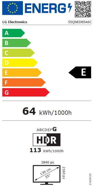 TV QNED 4K 139 cm LG  - 55QNED85A