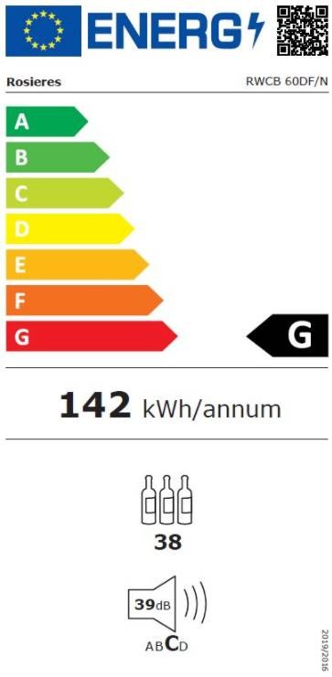 Cave à vin encastrable de service ROSIERES 38 bouteilles - RWCB60DF/N