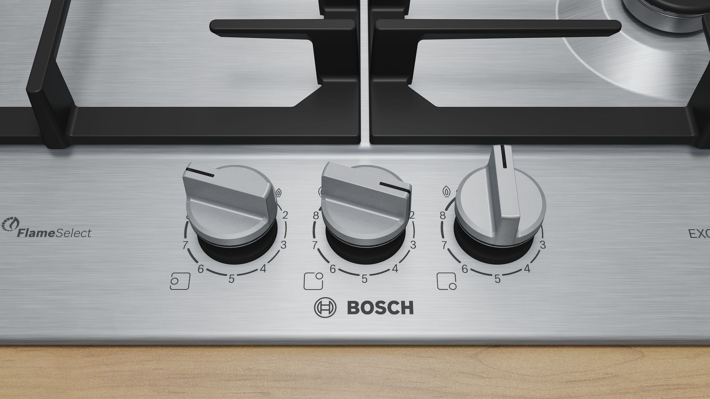 Plaque gaz BOSCH 3 foyers 60 cm Inox - PCC6A5I90