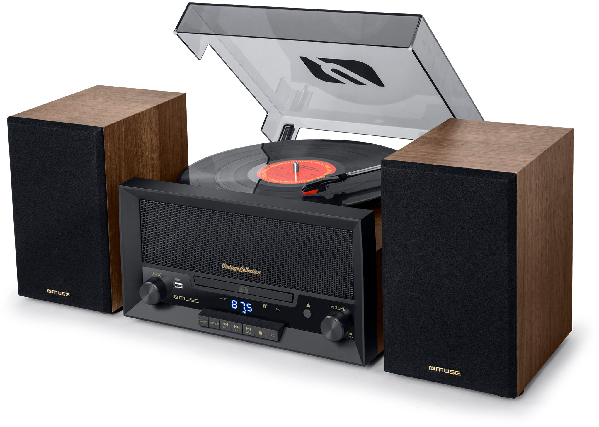 Platine vinyle USB MUSE Courroie CD Bois MT-120MB