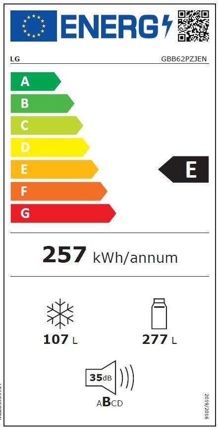 Réfrigérateur congélateur bas LG Door cooling+ 384L Inox - GBB62PZJEN