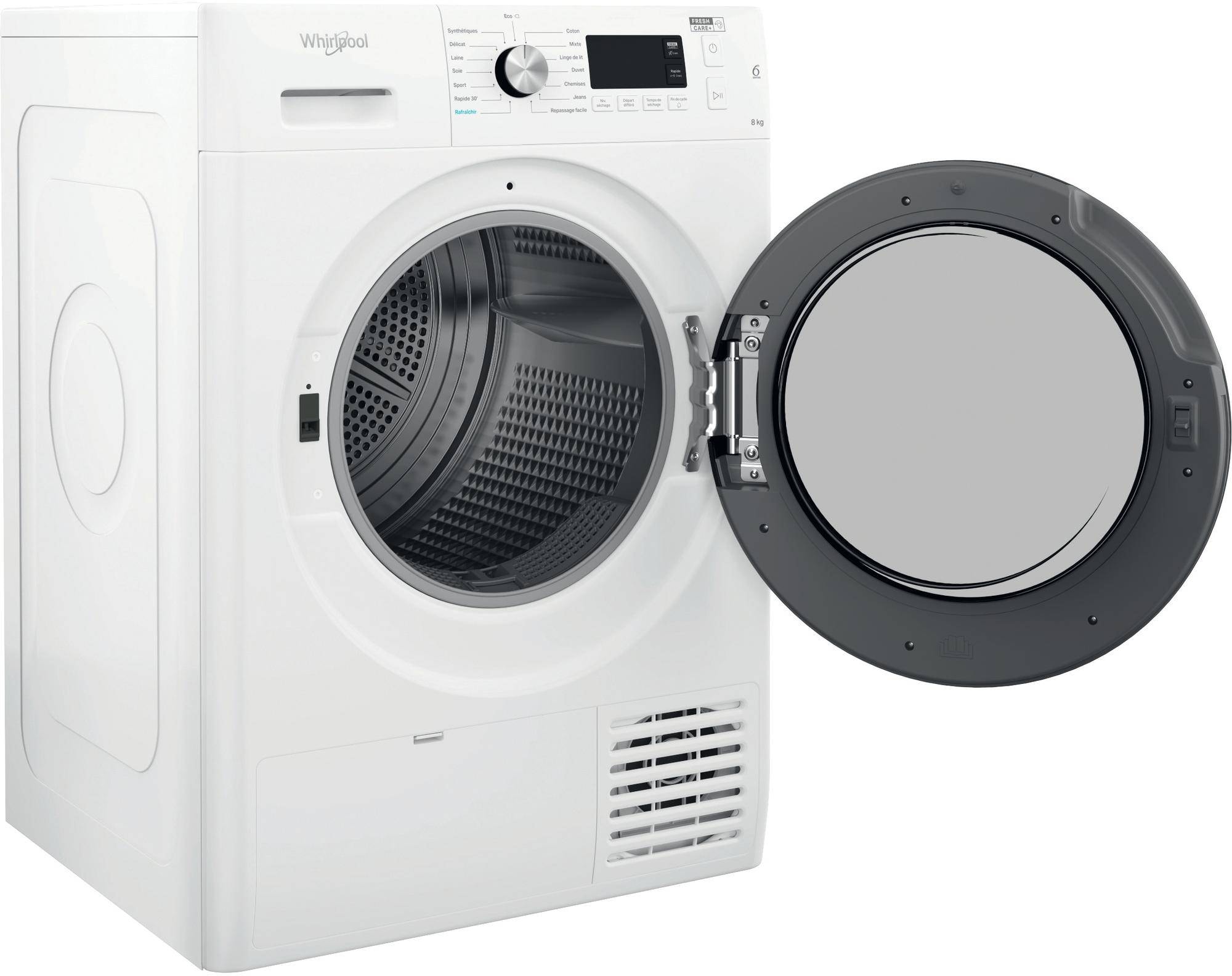 Sèche-linge pompe à chaleur WHIRLPOOL Fresh Care + 15 programmes 8Kg Blanc - FFTM1182BFRR Sèche-linge pompe à chaleur WHIRLPOOL Fresh Care + 15 programmes 8Kg Blanc - FFTM1182BFRR
