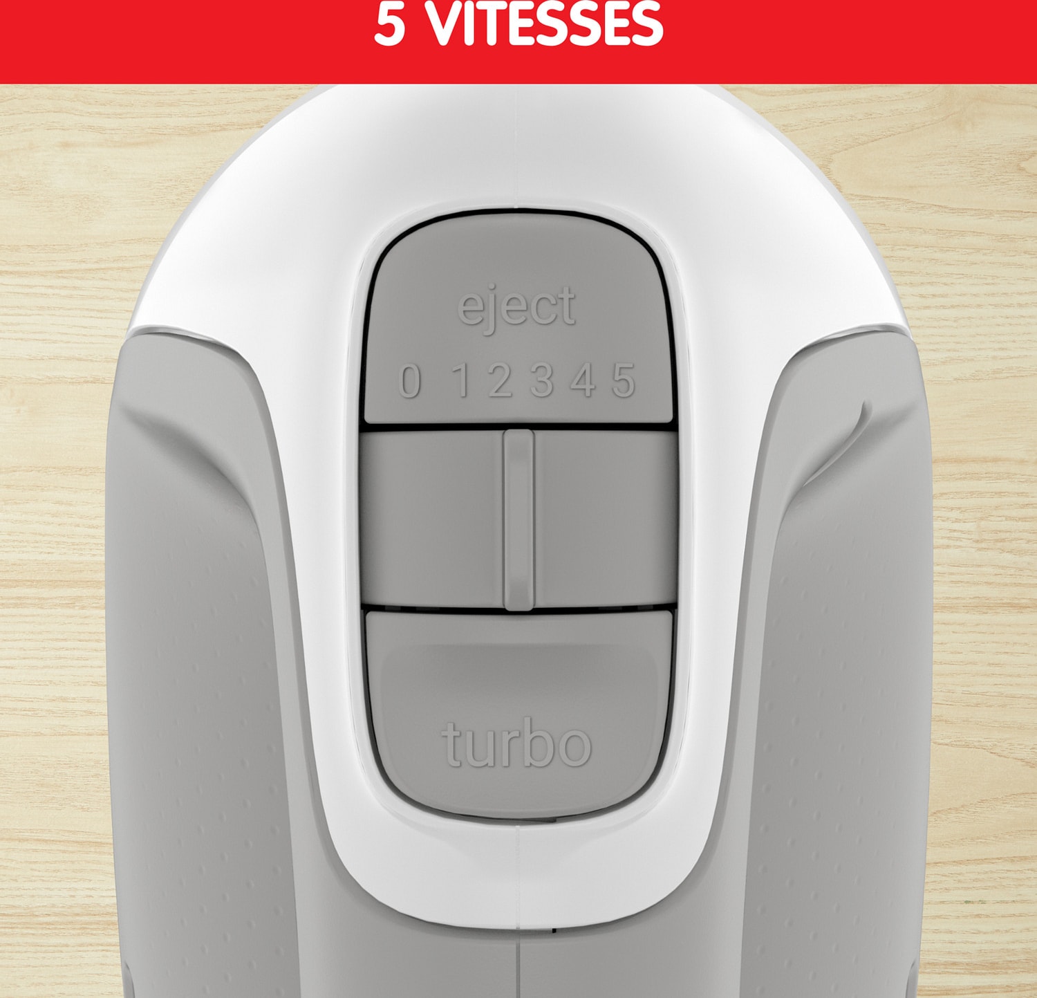 Batteur MOULINEX 2 Fouets 2 Pétrins Inox 450W Poivre - HM450B10