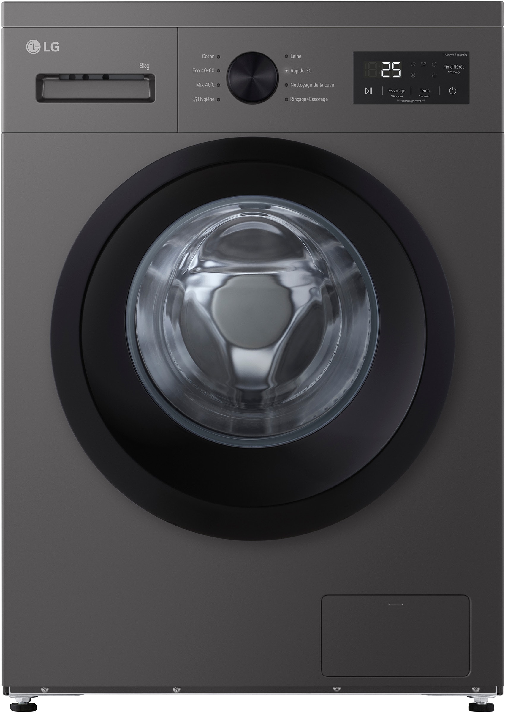 Lave linge Frontal LG 8kg 1400trs/min Gris F84N14SLS