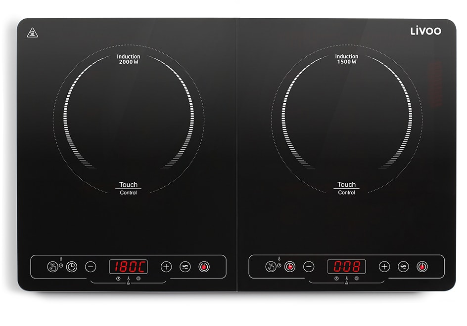 Réchaud induction LIVOO 2 foyers 3500W Noir DOC236
