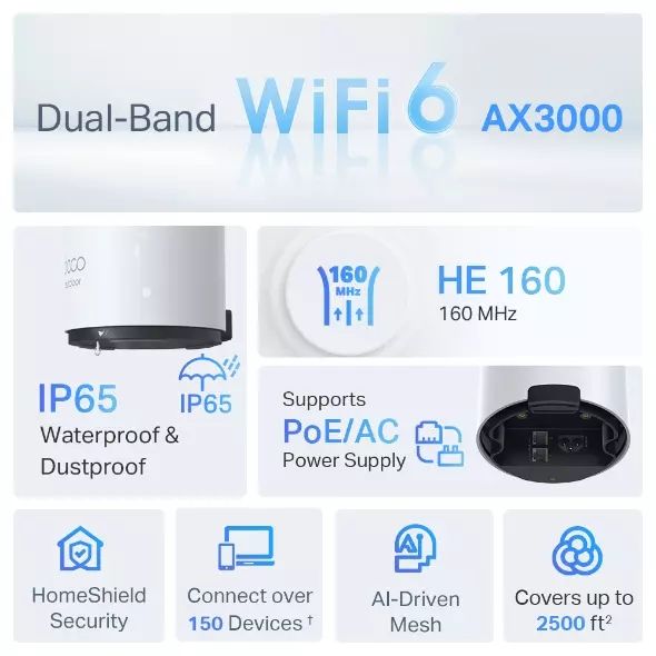 Routeur TP-LINK Wi-Fi 6 AX3000 Mesh IP65 - DECOX50-OUTDOOR