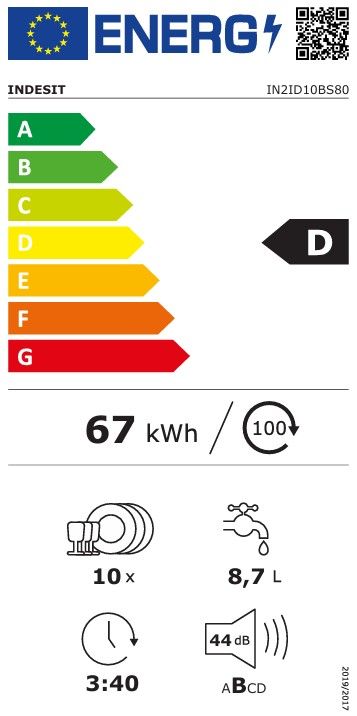 Lave vaisselle tout integrable INDESIT  - IN2ID10BS80