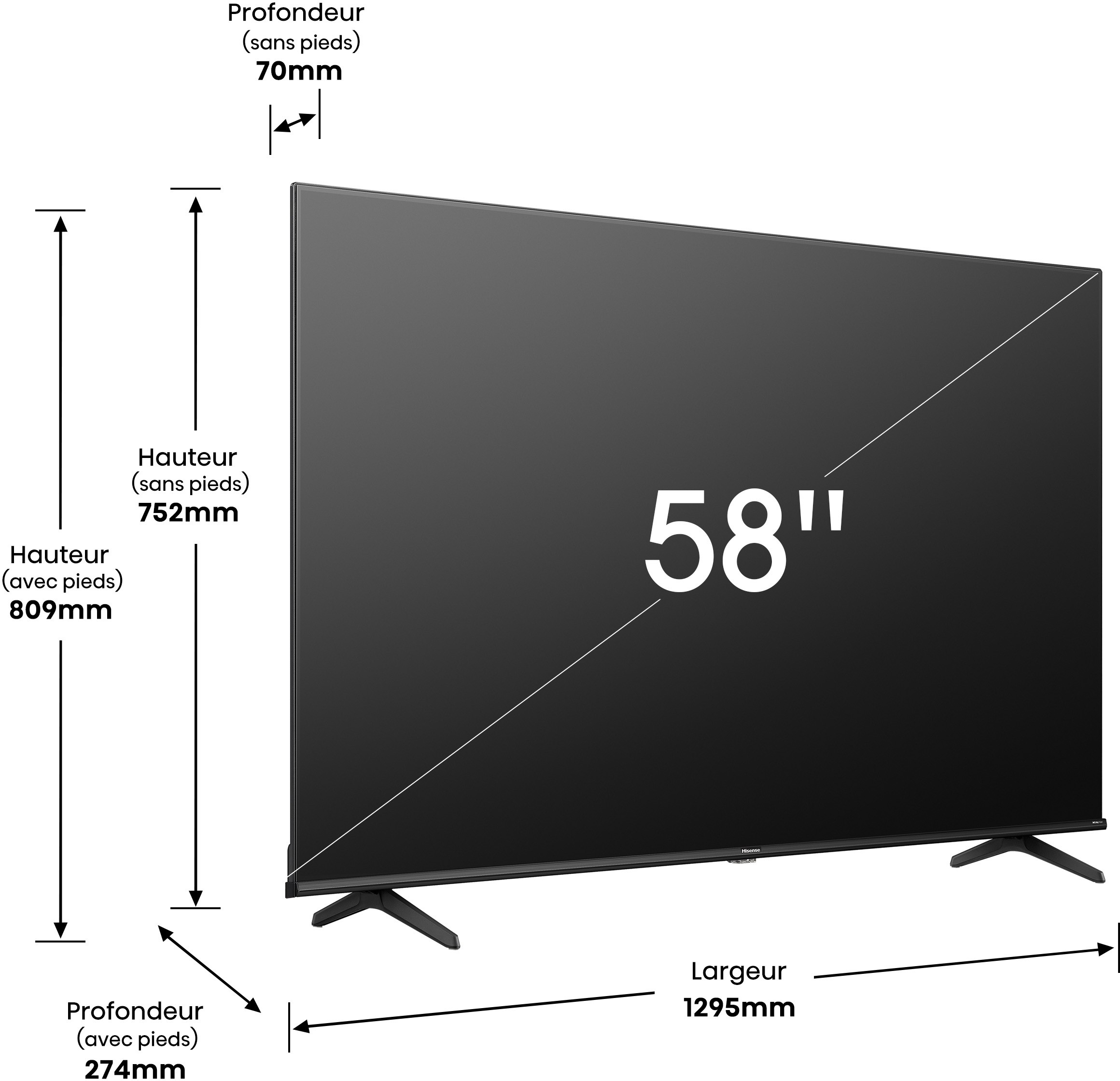 HISENSE TV LED 4K 147 cm  - 58A6K