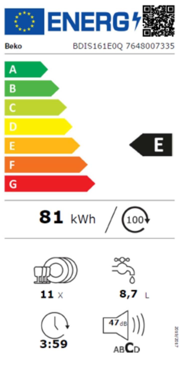 BEKO Lave vaisselle tout integrable 45 cm 11 couverts - BDIS161E0Q