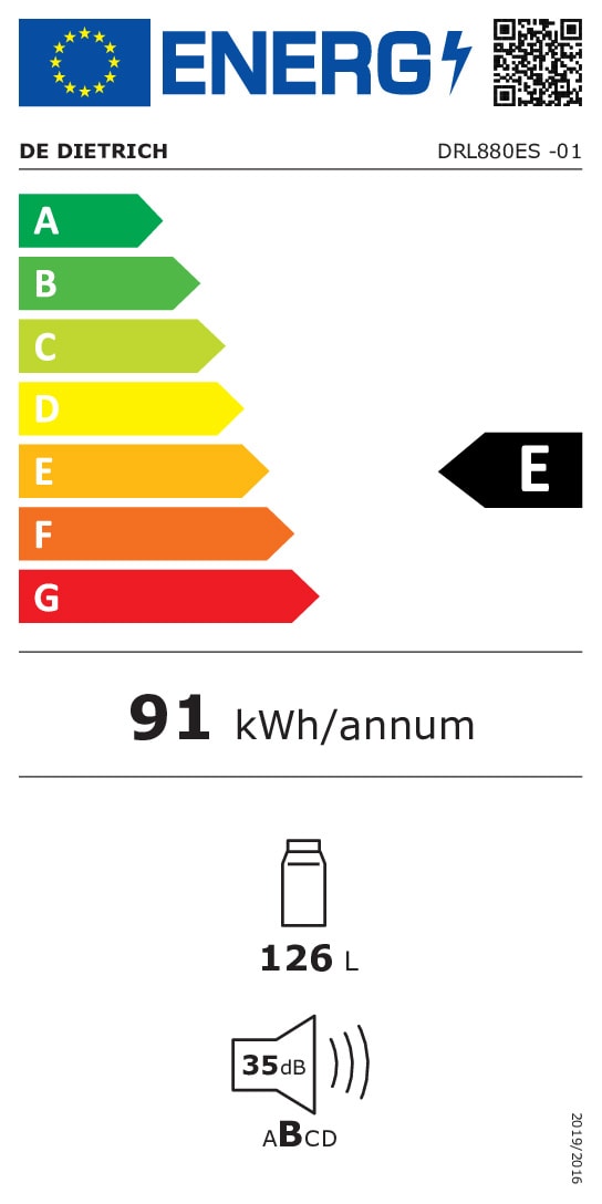 Réfrigérateur encastrable 1 porte DE DIETRICH , Froid statique, 126L - DRL880ES