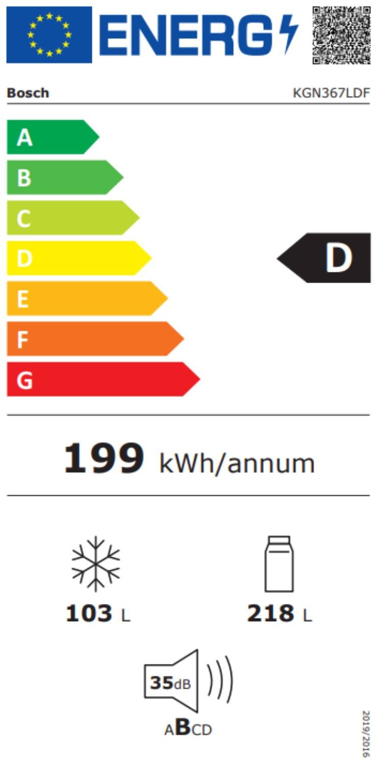 BOSCH Réfrigérateur congélateur bas Série 4 VitaFresh No Frost 321L Inox - KGN367LDF