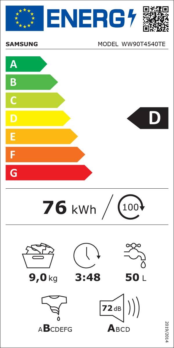 Lave linge Frontal SAMSUNG , 9kg, Blanc - WW90T4540TE