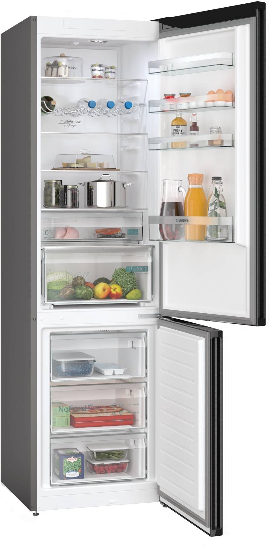 SIEMENS Réfrigérateur congélateur bas IQ300 No Frost 260L Inox - KG39NXXDF