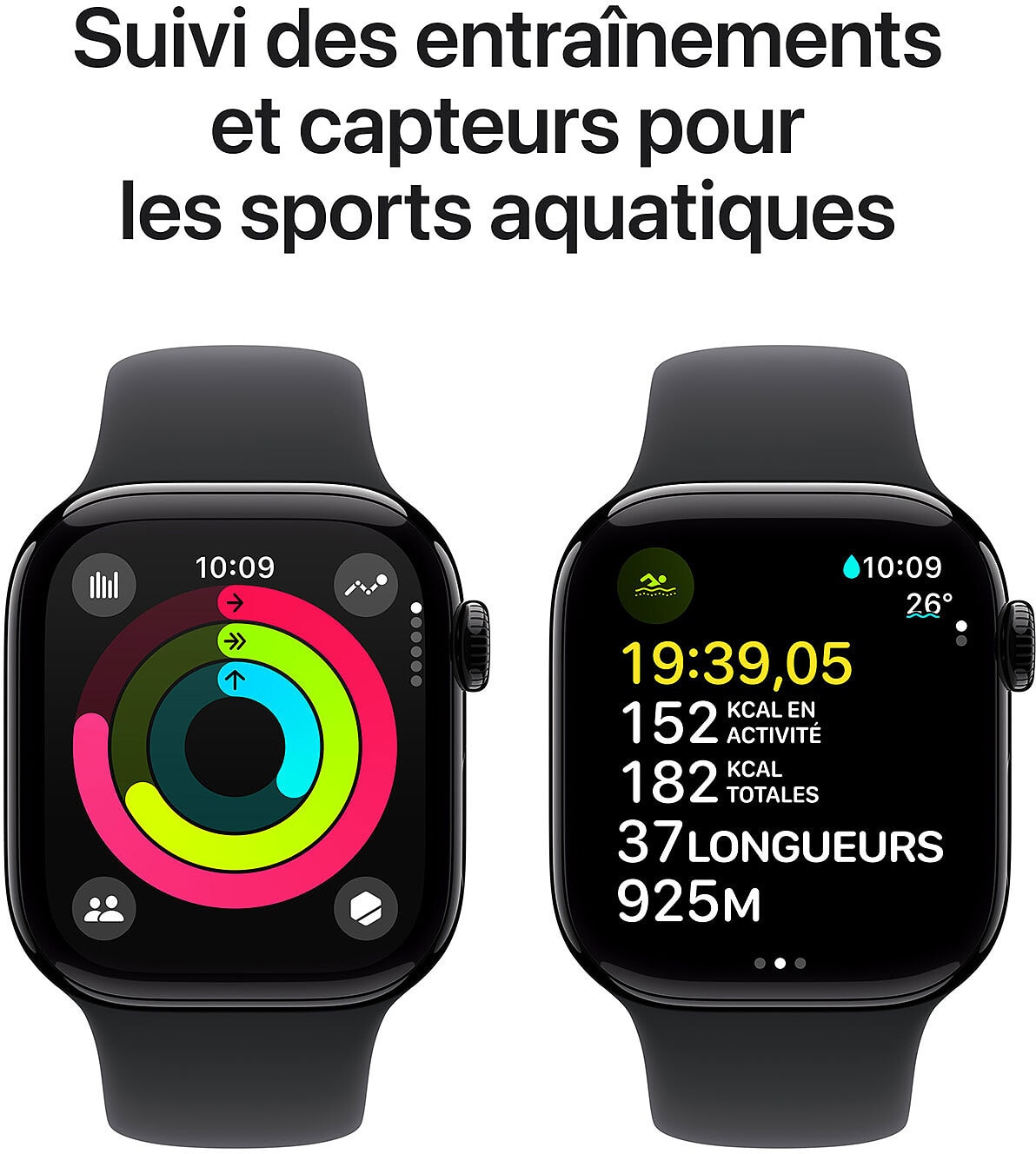 Montre connectée GPS APPLE Watch 10, 46mm, Aluminium, Noir - WATCH10-MWWQ3QF/A