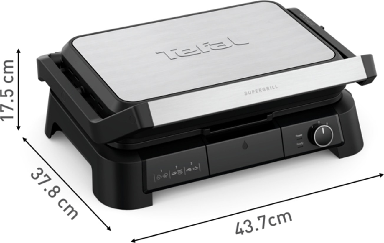 Grill viandes TEFAL 800cm² 8 personnes Inox - GC520DE0